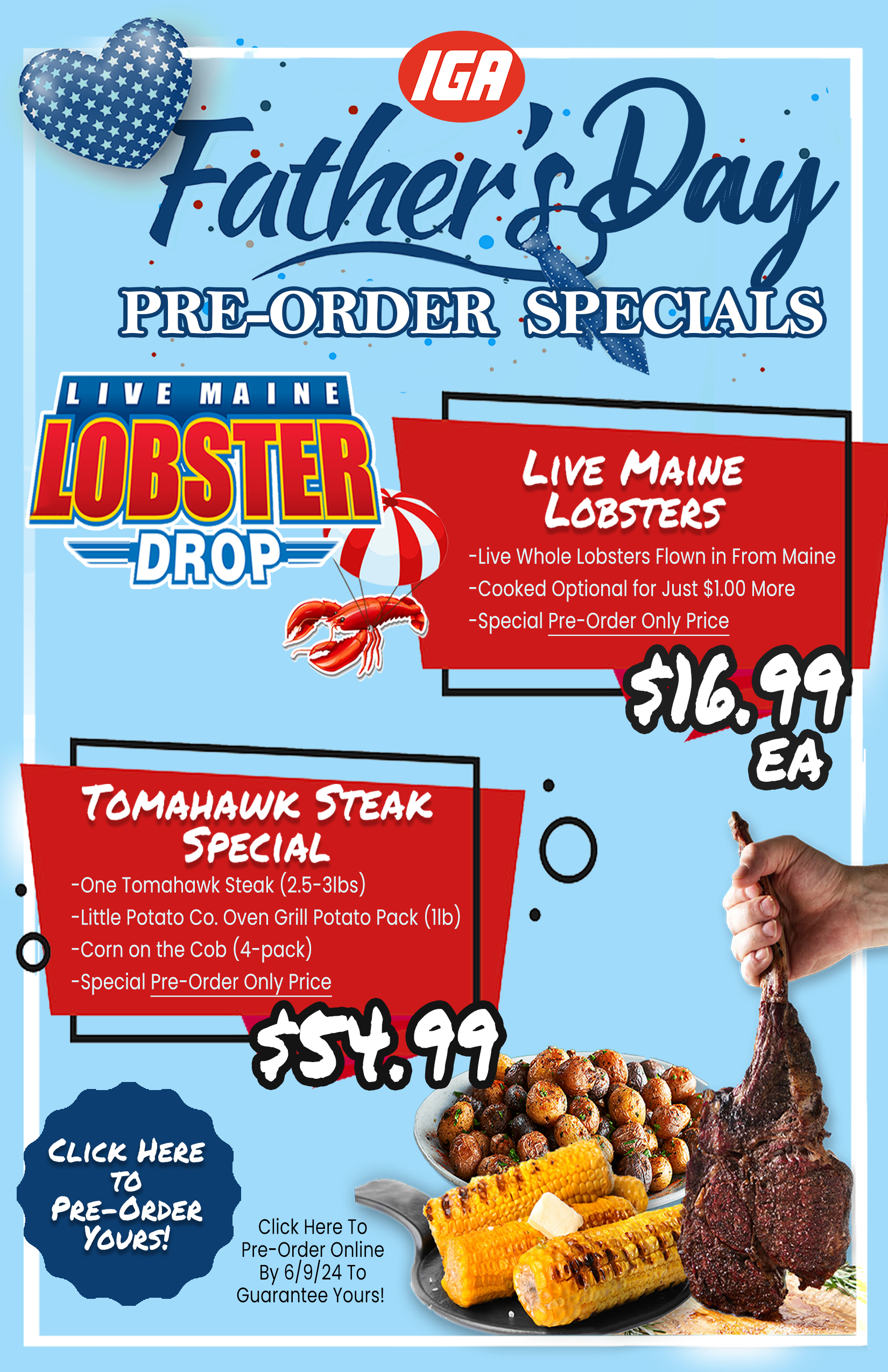 Fathers Day pre order dinners